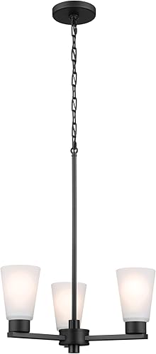 Kichler Stamos - Lámpara de techo de 3 luces, moderna lámpara de techo para sala de estar, comedor, dormitorio o vestíbulo, en negro, (18 pulgadas