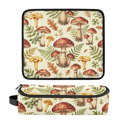 Bolsa de viaje resistente al calor para herramientas de cabello con cierre, impermeable y portátil, con patrón de hongo miniatura 3