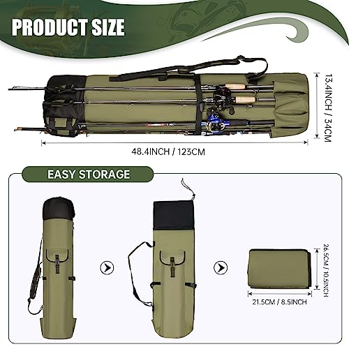 Wowelife Fishing Rod Bag Fishing Rod Case, Durable Folding 900D Oxford Fabric Portable Large Capacity Waterproof, Fishing Gear for Men Fishing Gift for Men Boys, Green by Wowelife - Image 3