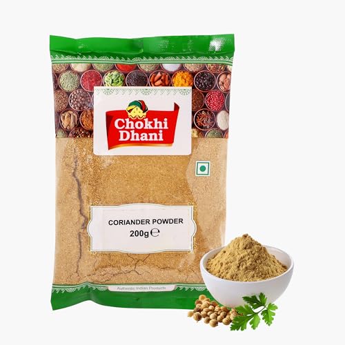 Chokhi Dhani Coriander Powder | Pure & Fresh Ground Dhania Spice | Premium Quality Indian Spice for Curries Soups & Marinades | No Additives | 200 gm