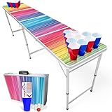 8-Foot Folding Party Table w/Free Set of HEXCUPs & (9) Pong Balls - Color Spectrum