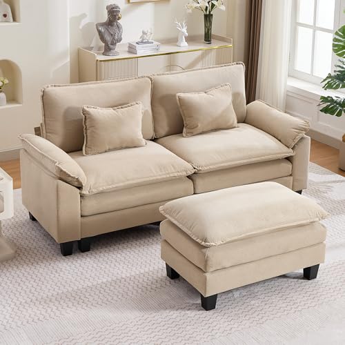 Image of URRED Oversized Modular Sectional Sofa,Solid Khaki:87 inch L Shaped