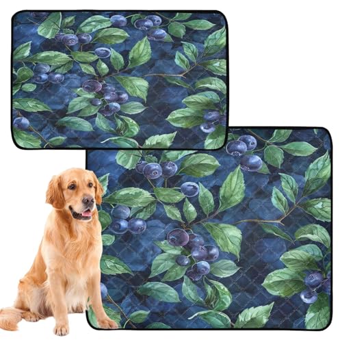 Ewusp Blueberry Lot de 2 tapis de dressage réutilisables absorbants et à séchage rapide pour chiens, lavables et antidérapants 61 x 91,4 cm + 91,4 x 106,7 cm