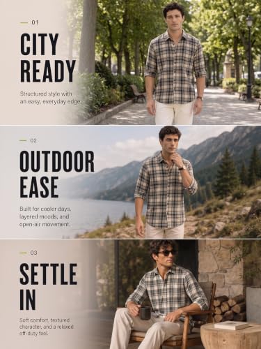Image of NOBERO Men's Cotton Checkered Shirt | Full Sleeve Casual Shirt for Men | Relaxed Fit | Soft and Breathable | Everyday Casual Wear