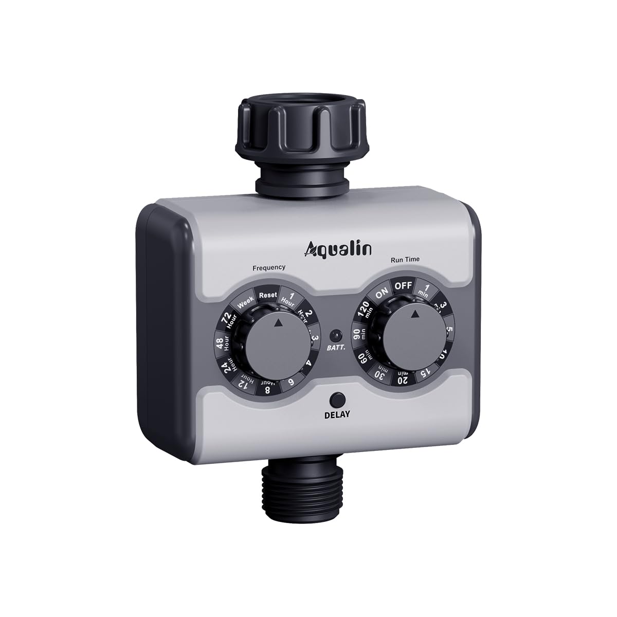 Aqualin Water Timer with Brass Inlet, Dial Control Irrigation Timer Automatic Watering System with Delay Function Manual/Auto for Garden Lawn Plants Irrigation No Water Pressure Required