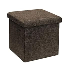 B FSOBEIIALEO Storage Ottoman Cube, Linen Small Coffee Table, Foot Rest Stool Seat, Folding Toys Chest Collapsible for… 51pRClGvB3L. SS280