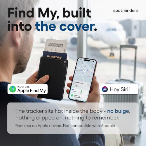 Apple MFi Certified Trackable Passport Holder for Travel (iOS Only) Works with Apple Find My, Rechargeable Passport Cover Air 3-Year Battery Life, Black RFID Blocking Travel Wallet Gift - Image 2
