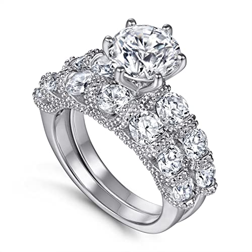 Duo de bagues rang zircone pour un mariage lumineux en argent 925