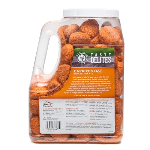 Manna Pro Tasty Delights Horse Treats, Carrot Flavor, Made in USA, 3 lb Tub | Bite-Size Training Treats, Carrot Flavor, Great for Daily Rewards, Encourages Positive Reinforcement for Horses - Image 7
