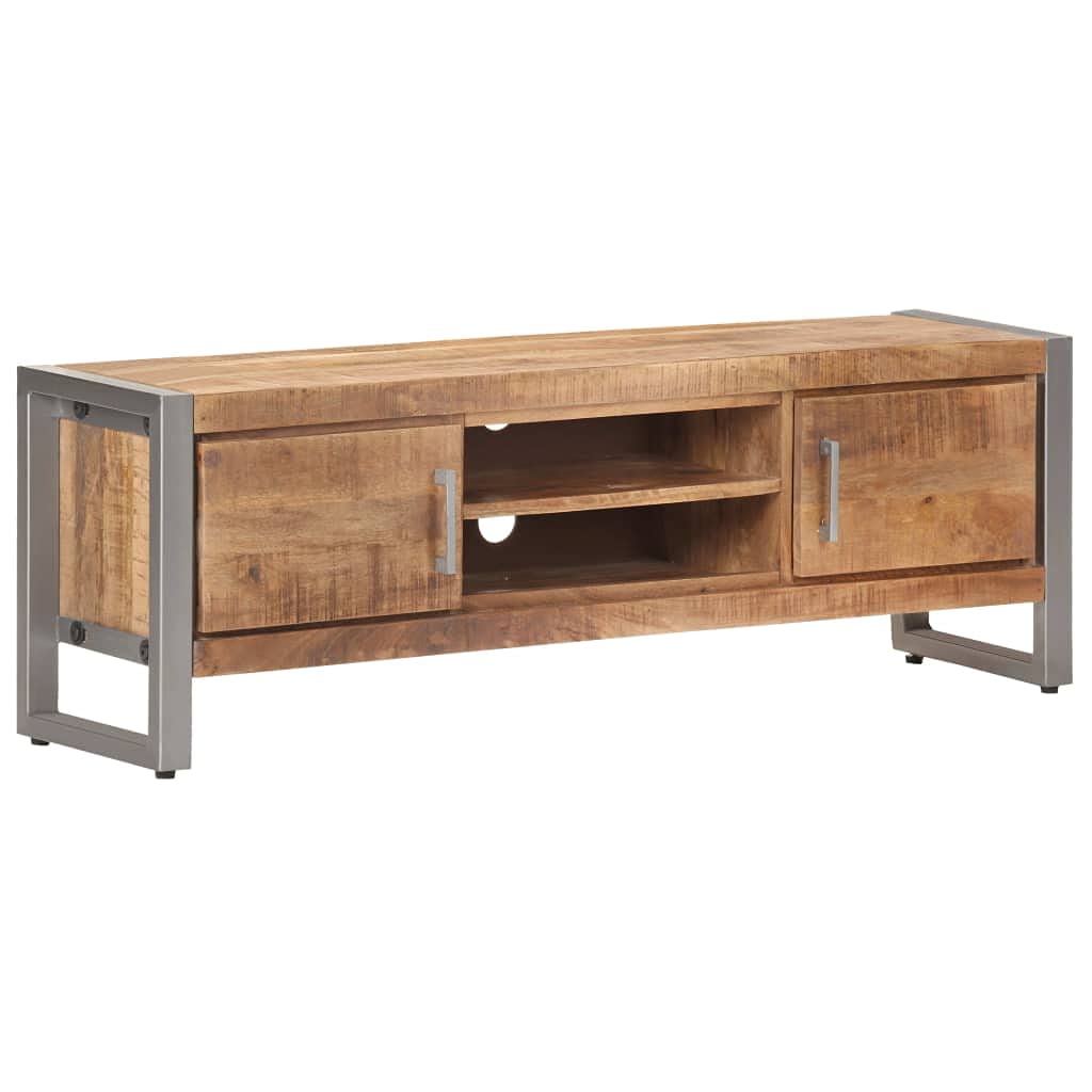 Meuble TV en bois de manguier brut 120cm avec tiroirs de rangement