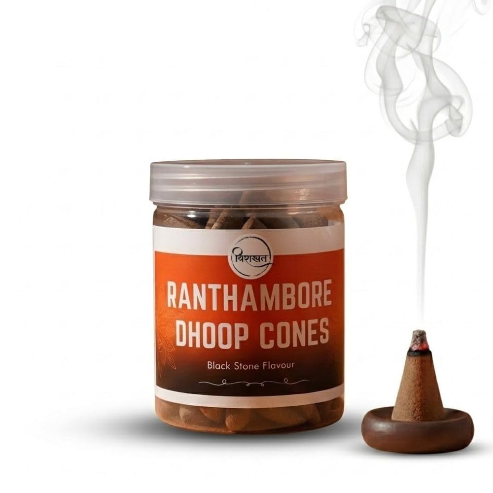 Ranthambore Dhoop Cones (Black Stone Flavour Fragrance) Long Lasting Incense Cones for Puja, Meditation & Home Fragrance | 3 Months Pack | Natural Aromatic Dhoop-image-30