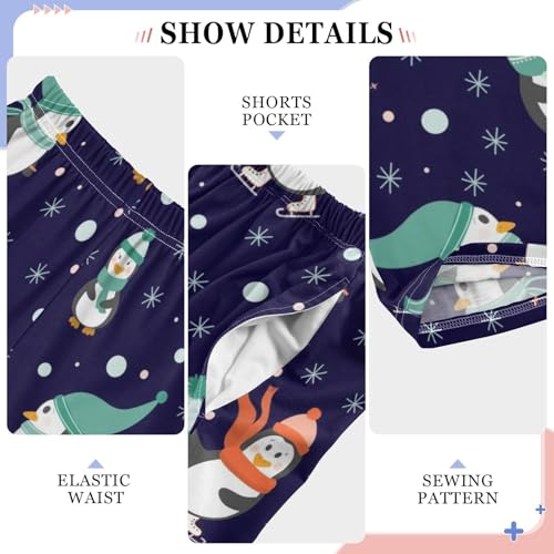 ZZXXB Winter Penguin Snow Boys Long Pants Soft Trousers Elastic Waist Kids Lounge Bottoms with Pockets S-XL4