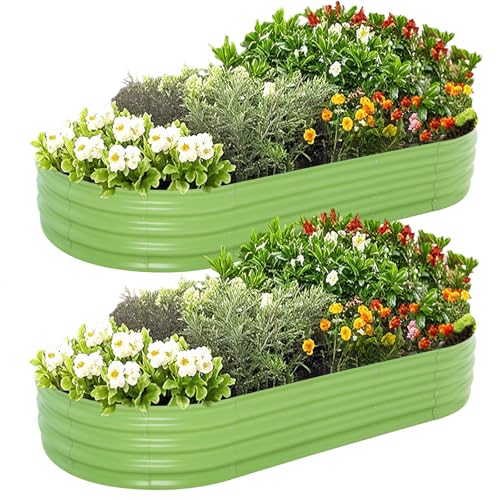 AmazStove Galvanized Raised Garden Bed, 6x3x1 FT Thickening Planter Boxes Outdoor, Raised Beds for Gardening, Easy Assembly Large Garden Bed for Vegetables, Fruits, Flowers (Green, 2-Pack) by AmazStove - Used condition - US$44.63