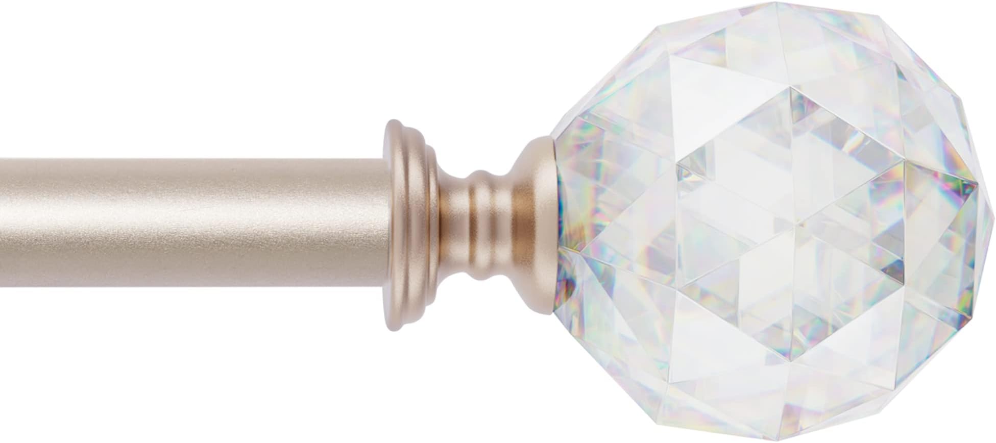 Coquilles 3/4 Inch Diameter Adjustable Curtain Metal Rod with Round Clear Acrylic Ball Finials,86 to 120 Inch Nickel