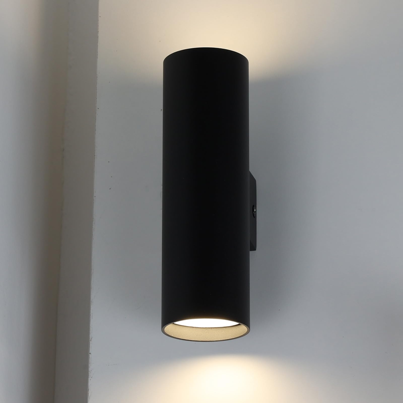 Alpinaluz Applique da Parete Up & Down con 2 Attacchi GU10, Design Cilindrico in Metallo, Lampada Decorativa da Interno per Corridoio, Camera e Soggiorno, IP20 (Nero)