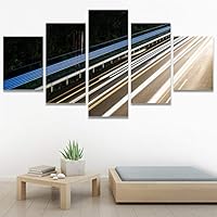 SIGNWIN 5 Panel Canvas Wall Art Road Lights for Home Decorations Ready to Hang - 60