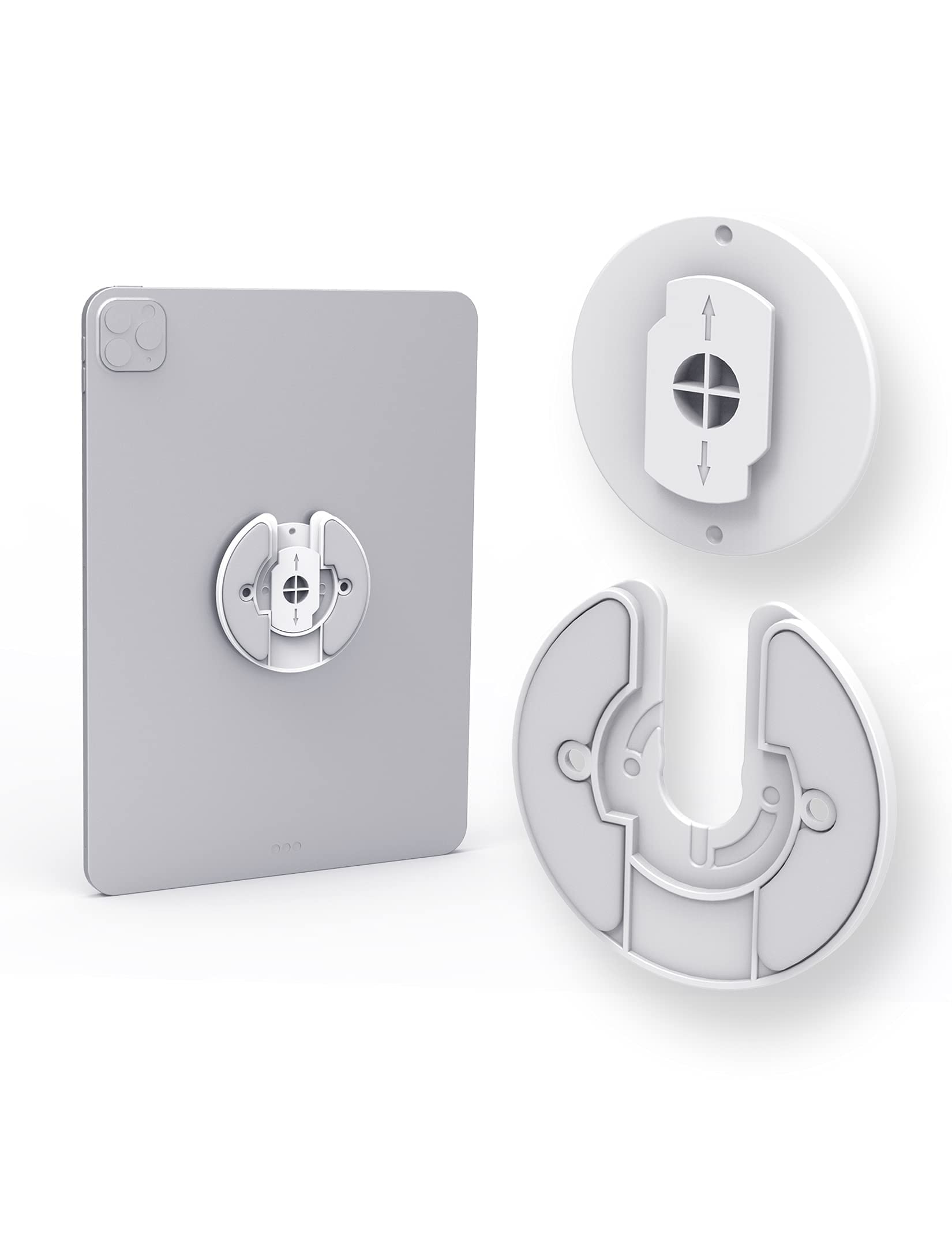 MAKINGTEC Universal Tablet Wall Mount Base, Adjustable 90 Degree Swivel Tablet Stand for iPad/Kindle/Apple TV Box/E-reader/Router Universal Electronic Device Wall Mount Storage (White)