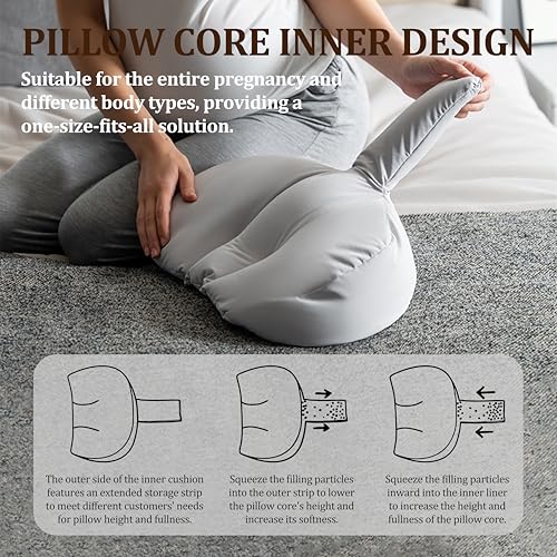 Image of TADO MUSLIN Pregnancy Pillow for Pregnant Women - Adjustable Full Body Maternity Pillow for Sleeping - Support for Back, HIPS, Legs, Belly - Premium, Washable, Comfortable Pregnancy Body Pillow Brown
