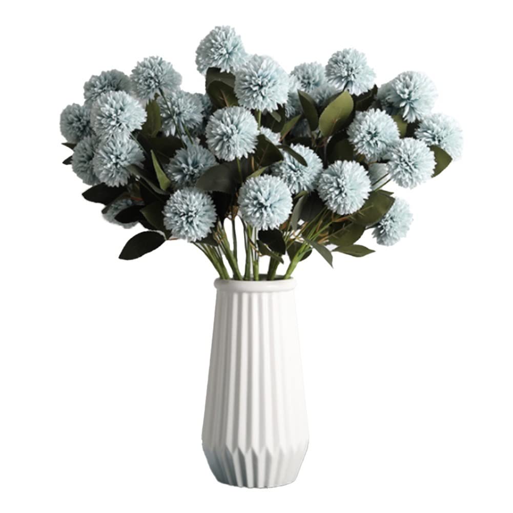 Aioneer Artificial Flowers, 45 Heads Artificial Hydrangea Dandelion Bouquet With Vase, Artificial Flowers Plants Fake Flower For Home Decoration/Wedding Deco (D A)-D-A