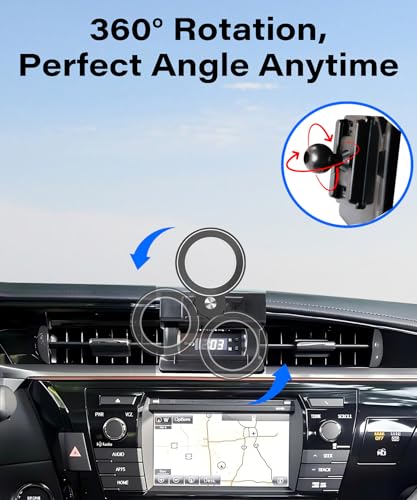 Image of Car Phone Holder for Toyota Corolla 2014 2015 2016 2017 2018 Accessories | Compatible with MagSafe Strong Magnetic Clip Cell Phone Mount, Hands-Free 360 Rotatable Adjustable, Not Block Air Vents