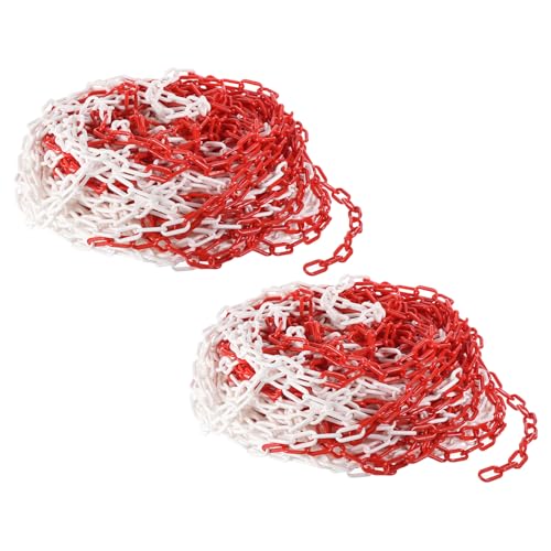 Chaînes plastique pour barrières PATIKIL rouge et blanc de 6 mm en rouleau de 400 pieds