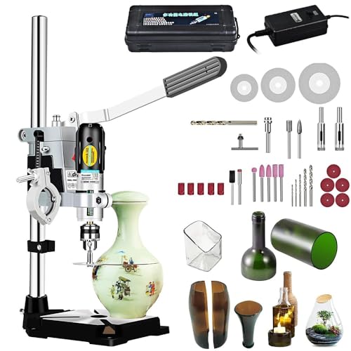 ガラス瓶切断機 電動 多機能ボトル切断機 DIY植木鉢 ガラス工芸品 ガラスびん切断機 電気ガラスボトルカッター ガラス切断機 曲線面を切断可能 花瓶 燭台 ワインボトル 穴あけ サンディング 研磨 セラミックス ガラス瓶切断工具