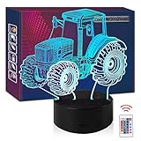 HIPIYA Tractor Night Light, LED 3D Illusion USB Multi Color Lamp Festival Present Birthday Gift for Farmer Kid Agriculture Club Farming Bedroom Home Decor (Tractor)