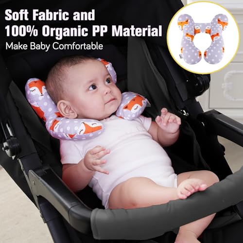 Image of KAKIBLIN Baby Travel Pillow, Upgraded Baby Neck Pillows for Car Seat, Infant Neck Support Pillow for Head and Neck,Newborn Head Support for Car Seat,Pushchair