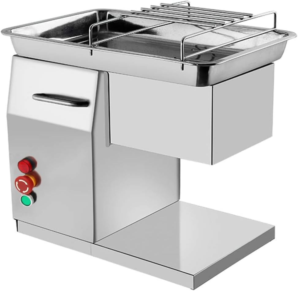 6mm Meat Cutting Machine Meat Slicer Stainless Steel 550lbs/h 800W for Kitchen Chopped and Diced