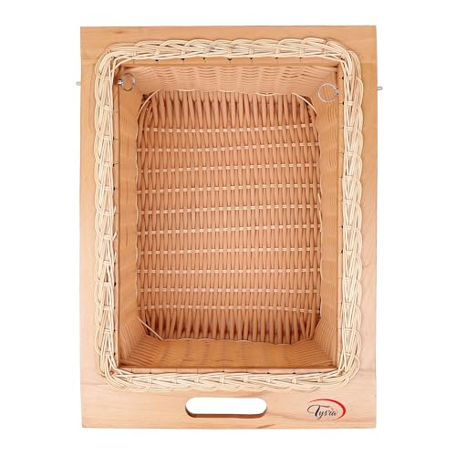Image of PVC Wicker Basket for Modular Kitchen - Durable Plastic Basket for Kitchen | Water-Resistant | Pull Out Pvc Basket for Fruits & Vegetables Organizer ((16.25W(414mm) X20LX6H (No Partition))