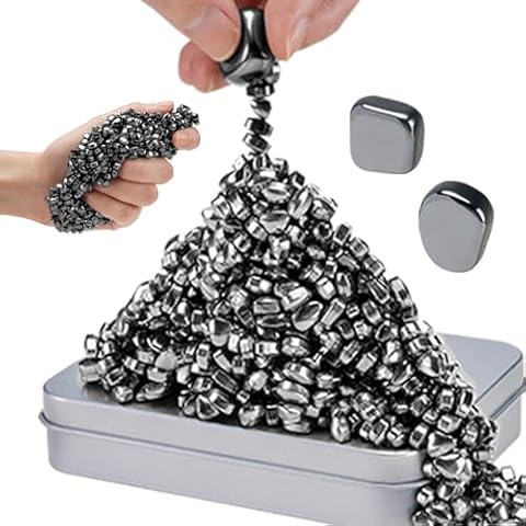 JUNYANG Magnetic Balls, Over 600 Pcs Mini Magnetic Putty, with 2 Large Smooth Magnetic Beads, Fun Quiet Fidget Toy for Adults, Weak Ferrite Putty ADHD Desk Toys for Office (Black) Cover