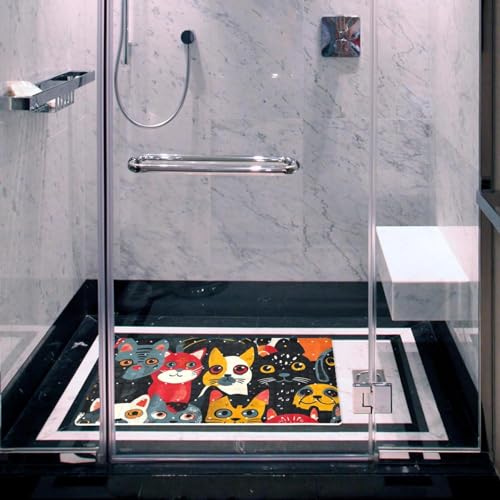 Tapis de bain antidérapant pour éviter les glissades avec motif chat - 7