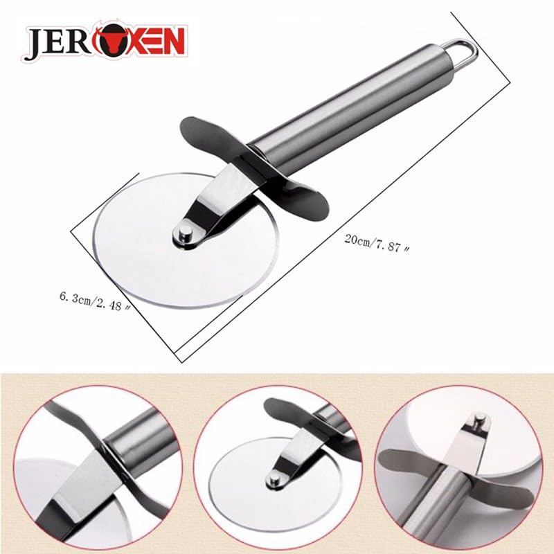 Image of Brand Stainless Steel Handle Pizza Cutter - Sharp and Durable Kitchen Essentia Sandwich & Pastry Cake Cycle Cutter, Sharp, Wheel Type Cutter, Pack of 1 (Stainless Steel, 1)