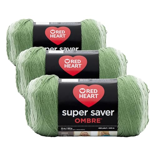 Image of Red Heart Super Saver Ombre Yarn, Green Apple (Pack of 3)