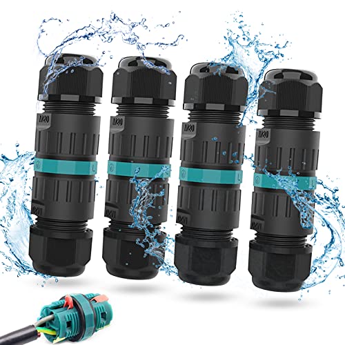 4 Stück Kabelverbinder Wasserdicht IP68,Staub- und Wasserdichte Schraubenfreie Kabelverbinder 2 Stück 3-Polig Erdkabel Verbinder Abzweigdose Kabelmuffe Verteilerdose für Ø9-12 mm Kabeldurchmesser Cover