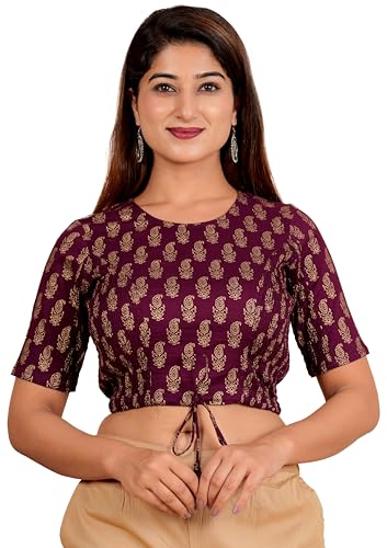 Image of Yash Gallery Women's Cotton Zig-Zag Printed Regular Regular Fit Short Sleeve Blouse