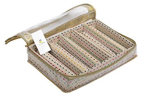 Image of HomeStrap 5 Rod Brocade Design Bangle Storage Box /Chudi Set Organizer (Golden|Pack of 1)