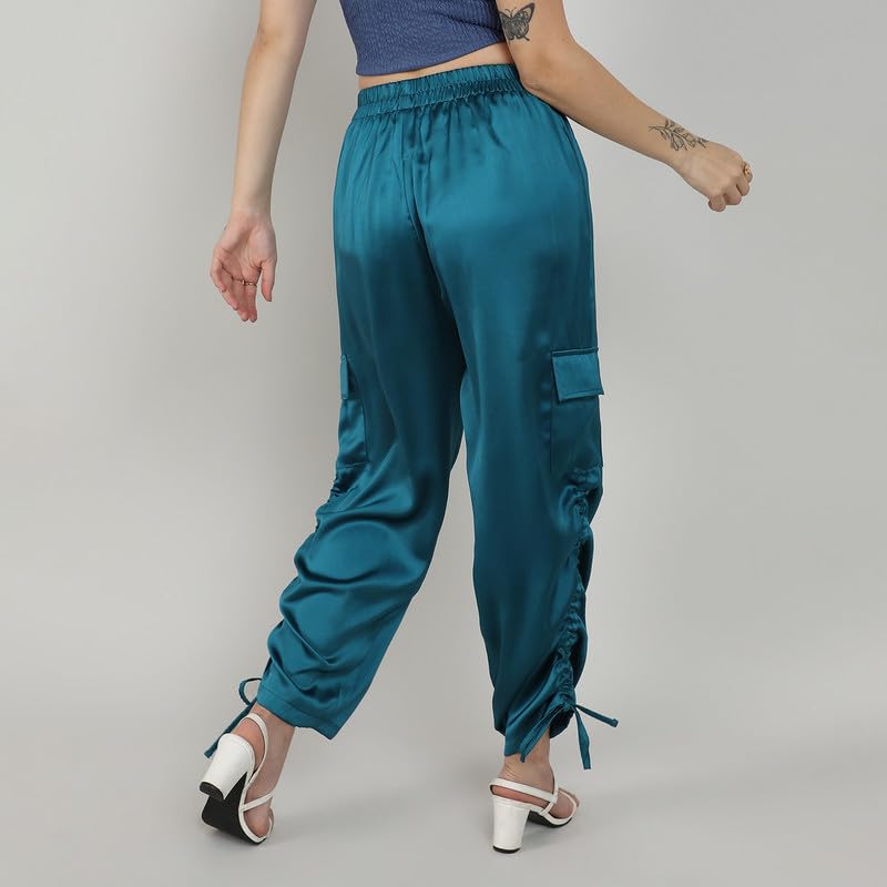 Image of PINACOLADA Women's High Rise Cargo Pants for Casual Wear | High-Rise | Cargo Pants Crafted with Comfort Fit for Everyday Wear