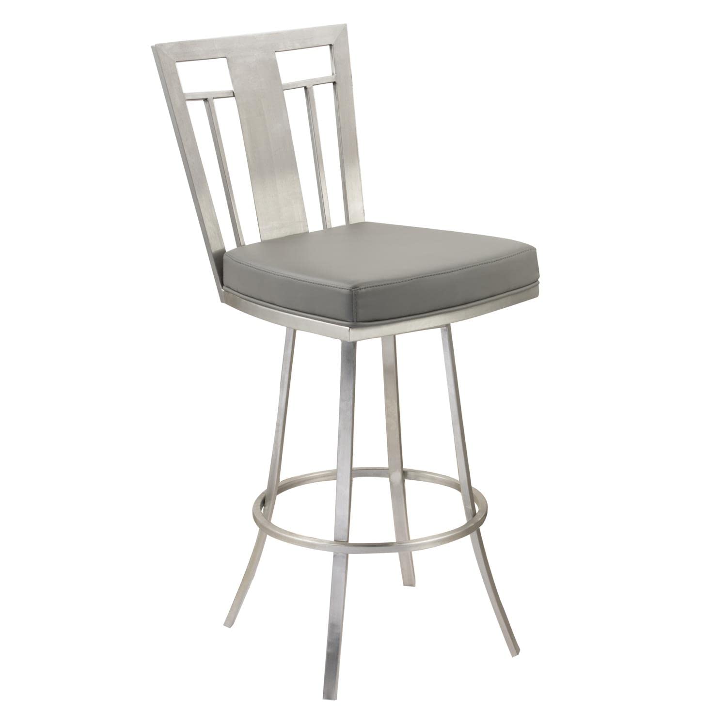 Photo 1 of Armen Living Cleo 26" Counter Height Swivel Barstool in Grey and Brushed Stainless Steel Finish
