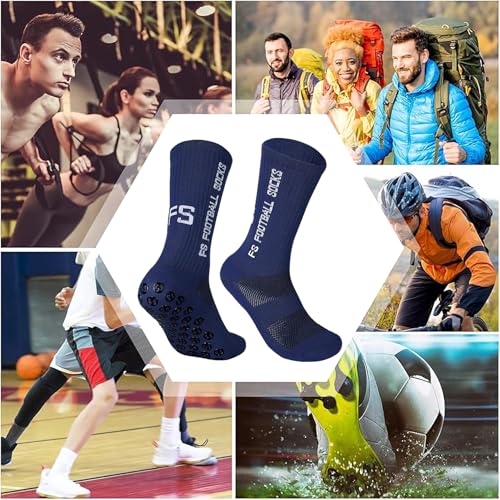 Image of Anti-Slip Sports Socks with Rubber Grip - High-Tech Breathable Cricket, Football, Yoga Socks for Men & Women | Athletic Socks for Gym, Running