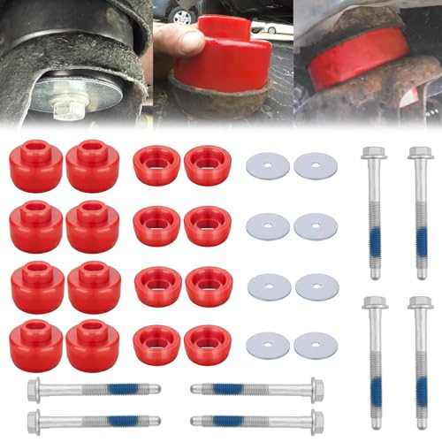 Vertical Misalignment Between Cab and Pickup Box on Driver Side of Vehicle - 2019-2021 Chevrolet Silverado & GMC Sierra 4 ATZTNUO 7-141 Body and Cab Mount Bushing Kit for 1999-2014 Chevy Silverado & GMC Sierra 1500/2500 2WD/4WD Body Cab Mounts with Mount Cushion Bolts 1999-2004 Replaces# 11516868 15704260 (Red)