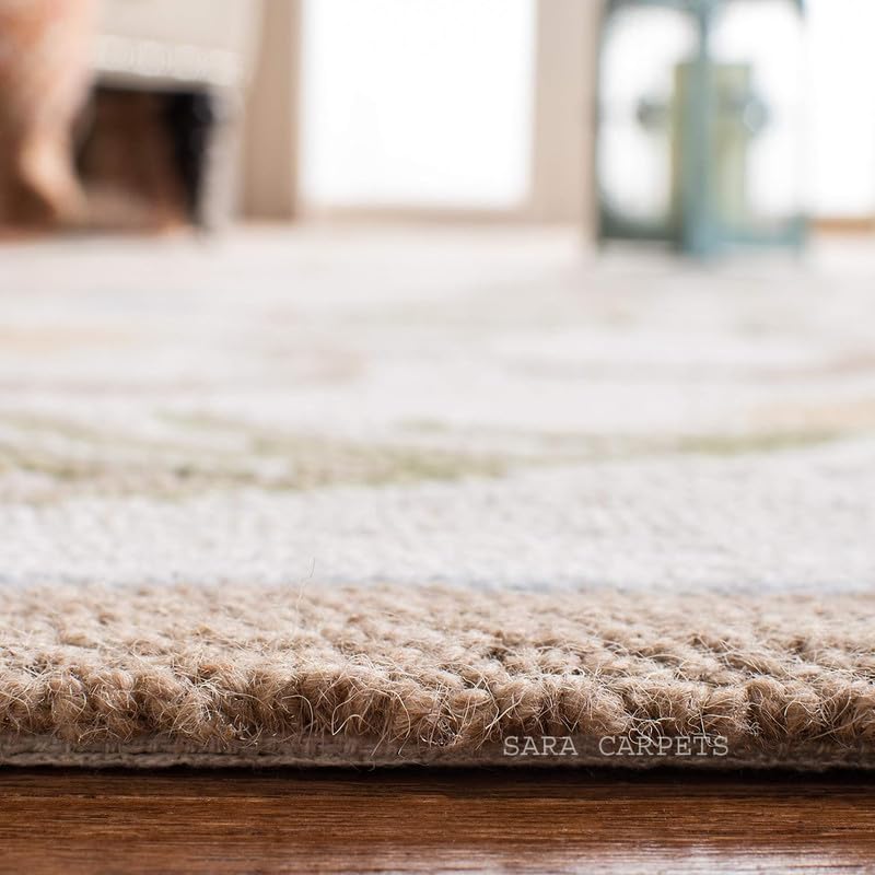 Image of Modern Abstract Hand Tufted Wool Floor Carpet for Home decore Living Room|Home and Bedroom & Hall 6x6 feet (180 x 180cm) Beige H5