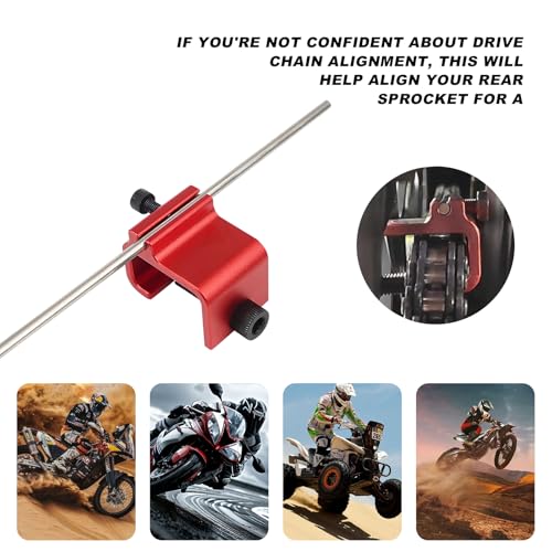 Image of KVAEY Chain Alignment Tool for Motorcycle, 08-0048 Aluminum Sprocket Chain Adjustment Tool, Quick & Accurate Professional Chain Alignment Tool Suitable for ATV Scooter Dirt Bike (Orange Red)