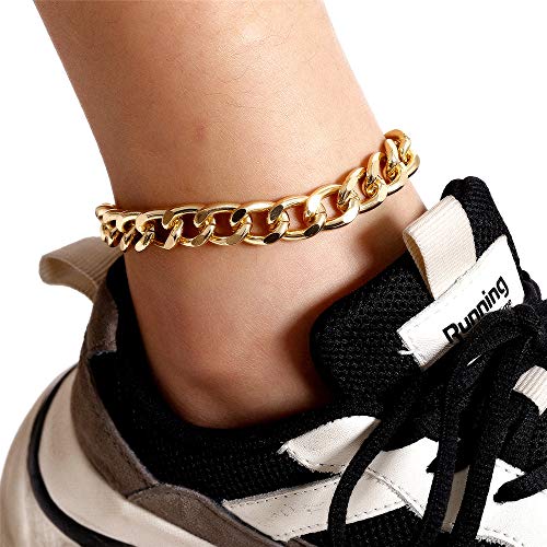 Kelistom Cuban Link Rhinestone Tennis Anklet Set For Women Teen Girls, 18K Gold Or White Gold Plated Chain Ankle Bracelets For Women With Extension #TOP3