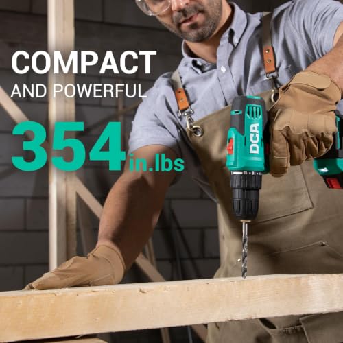 Image of DCA Cordless Drill Set, 354 in-lbs Torque, 3 /8 inch Keyless Chuck, Electric Power Drill with 2.0Ah Battery and Charger,18+1 Position,25-Piece 20V Drill Driver Kit, ADJZ2035AM