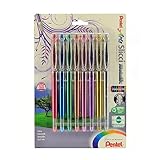 Pentel Arts Slicci Metallic 0.8 mm Needle Tip Gel Pen, Assorted Colors, 8 Pack (BG208BP8M)