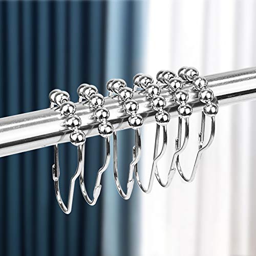 Shower Curtain Rings, WITUSE Decorative Hooks for Bathroom Shower Curtain, Rust-Resistant Metal Set of 12 Curtain Rings, Shower Rod Curtain Hangers, Glide Curtain Rings Easy to Install