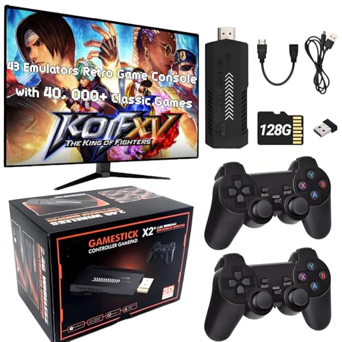 Retro Gaming Console with 40,000+ Games & Wireless Controllers ā Plug & Play TV Game Stick, 4K HDMI, Portable Handheld Emulator with AAA Battery Kit