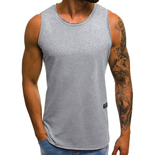 Camisetas Hombre,SHOBDW Moda Personalidad Verano Loose Talla Grande Deporte Sobredimensionado Correr Blusa De Camiseta Sin Mangas Delgada SóLida Camisetas De Tirantes Hombres Gym(Gris,3XL)