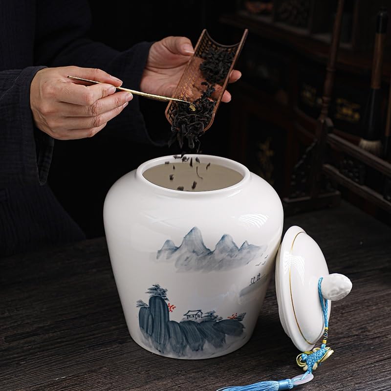 XYNSNDB Zestaw do herbaty Puszki na herbatę z białej porcelany, Puszki ceramiczne, Herbata Pu'er Awakening, Zamknięte, odporne na wilgoć puszki na herbatę, Puszki ogólne Słoik do przechowywania